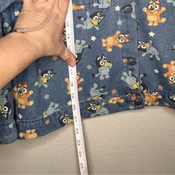 Girls Jean Jacket size XL(14) BLUEY Cartoon Print Denim Bingo Bluey School Coat - Picture 9 of 16